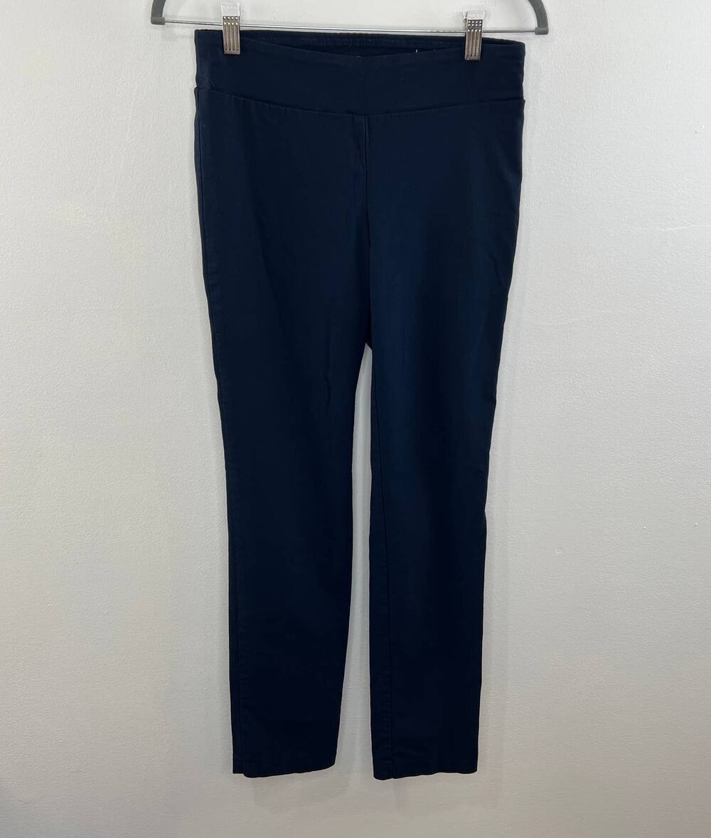 J. McLaughlin Navy Blue Elastic Waist Straight Leg Casual Pants w/ Pockets Sz 4